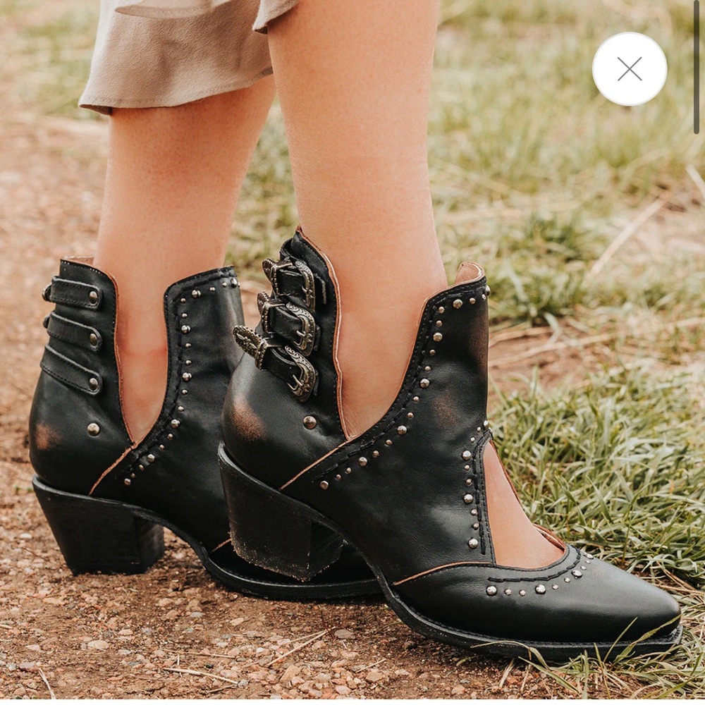 Freebird Black Studded Ankle Boots
